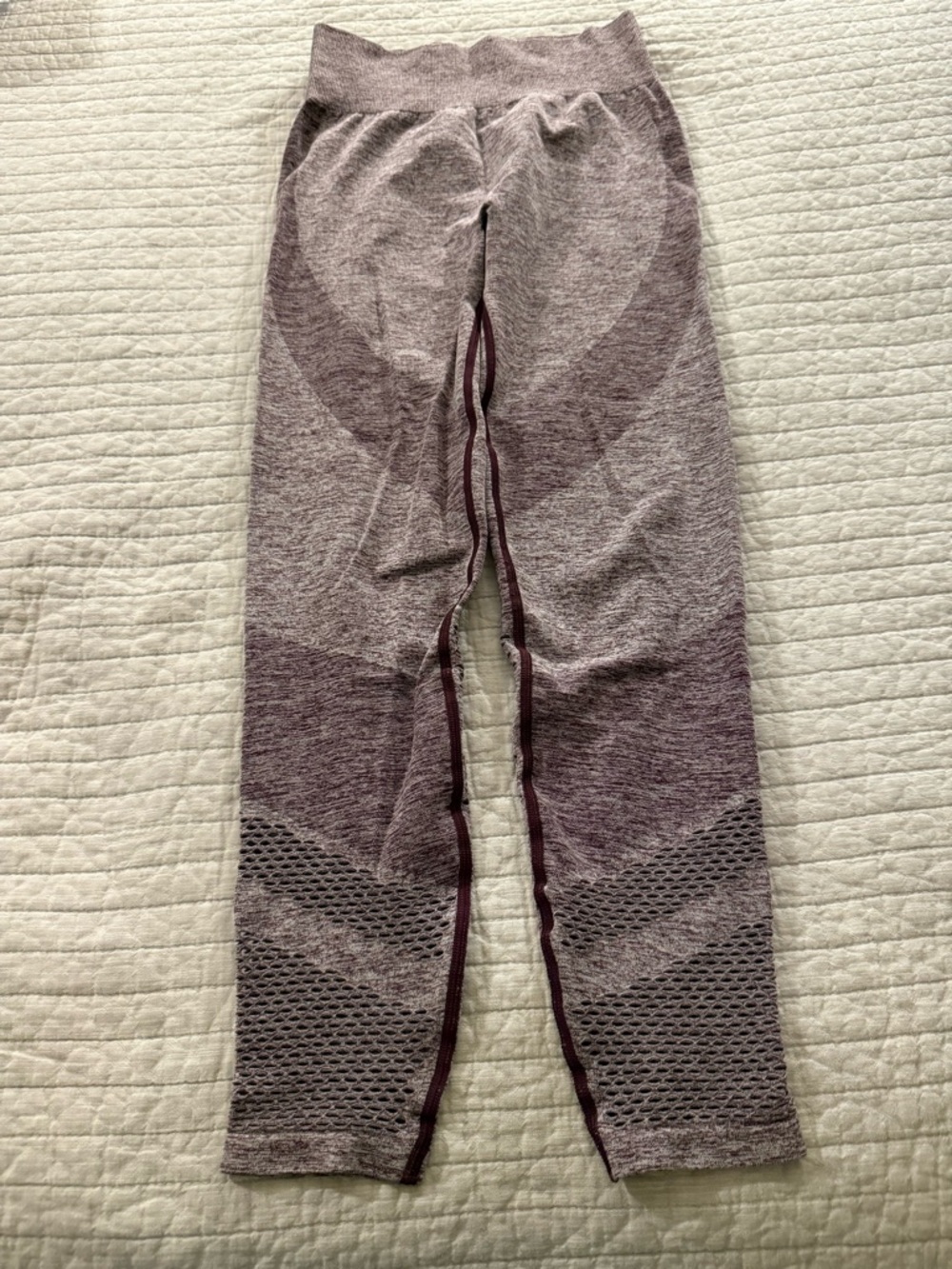 PINK Victoria's Secret Heathered Mauve Seamless Leggings with Mesh Insets